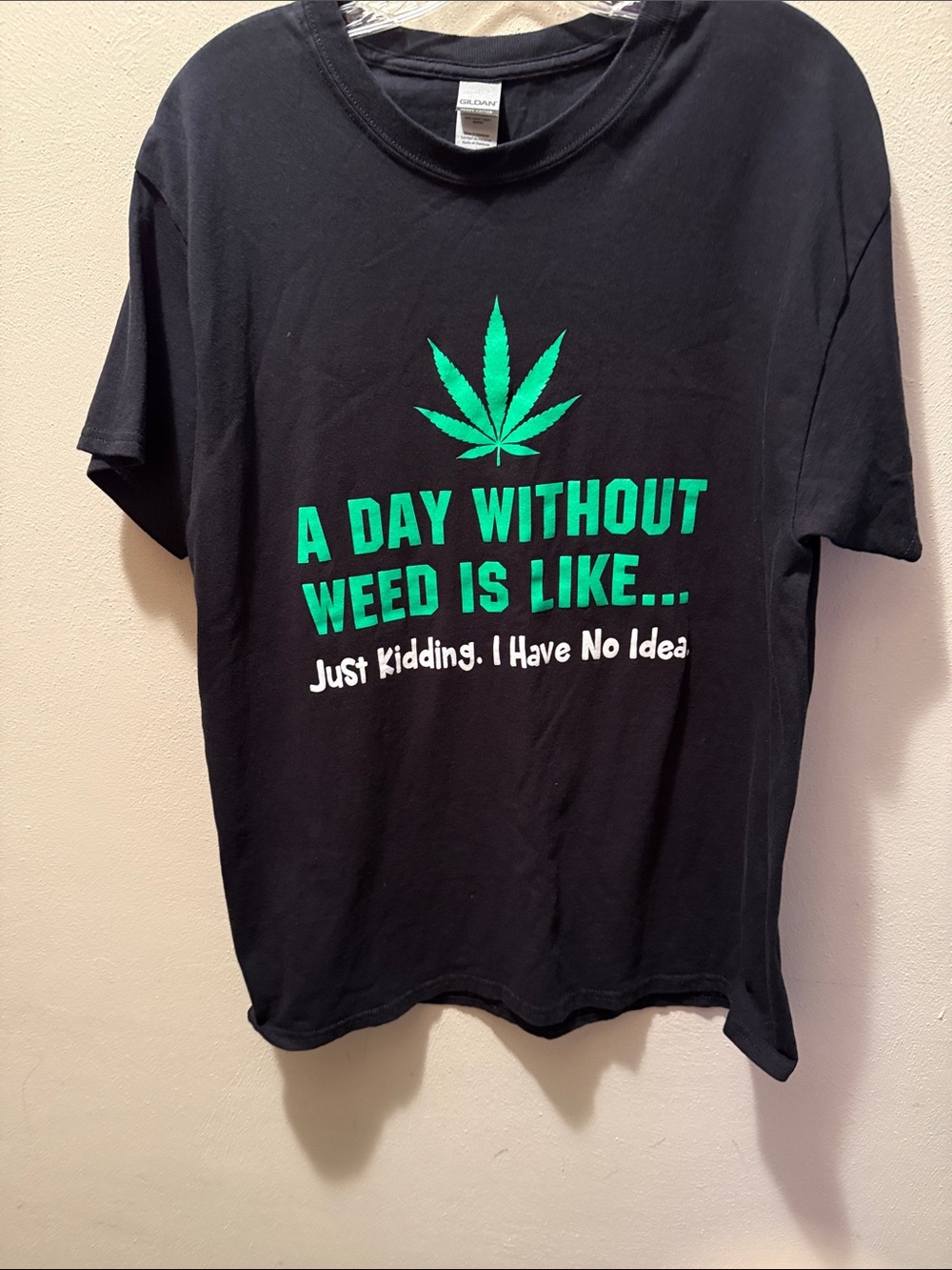 Gildan Black Short Sleeve Tee with Green Graphic